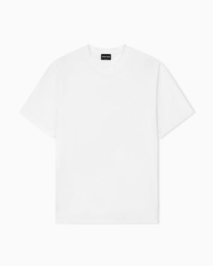 Crew neck t-shirt in cotton interlock and cashmere