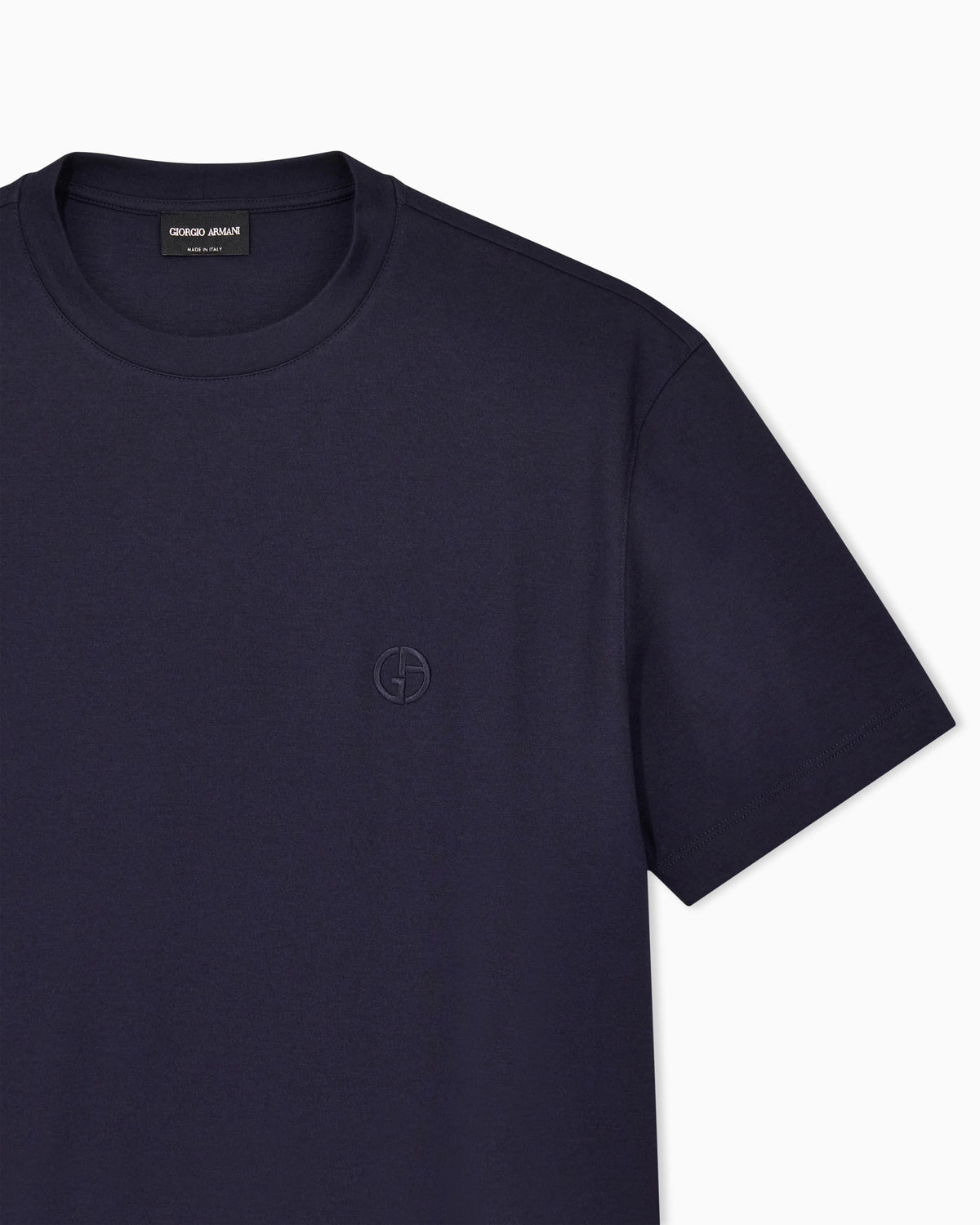 Crew neck t-shirt in cotton interlock and cashmere