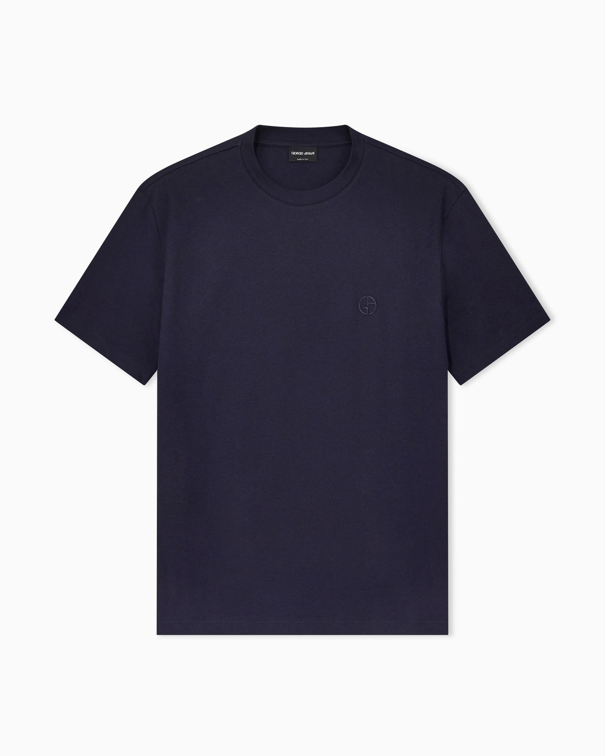 Crew neck t-shirt in cotton interlock and cashmere