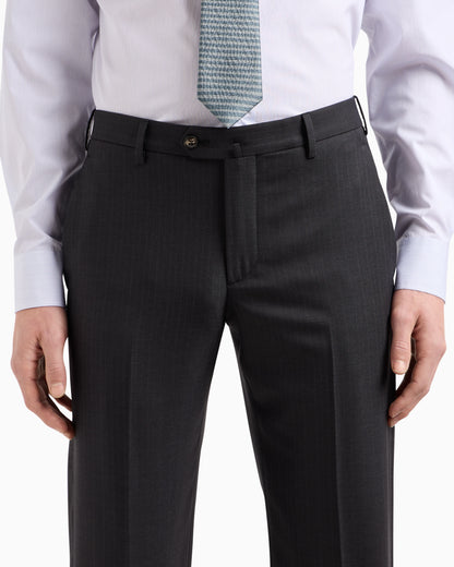 Manhattan Line pinstriped virgin-wool single-breasted suit