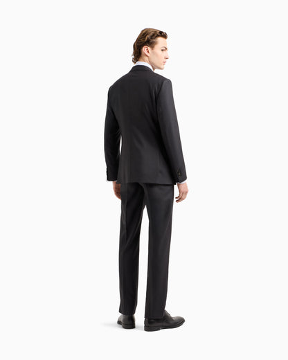 Manhattan Line pinstriped virgin-wool single-breasted suit