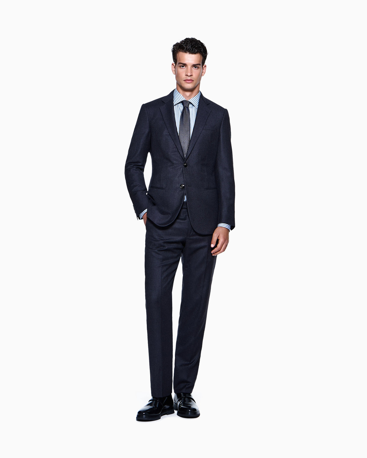 Manhattan Line single-breasted suit in houndstooth wool and cashmere