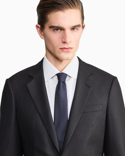 Manhattan Line single-breasted suit in micro-armure virgin wool