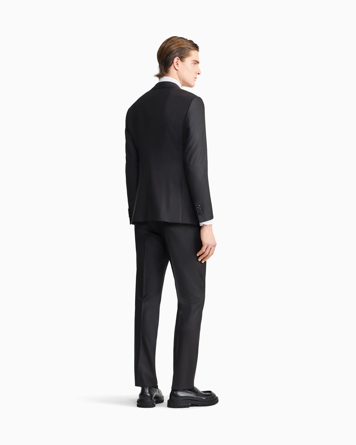 Manhattan Line single-breasted suit in micro-armure virgin wool