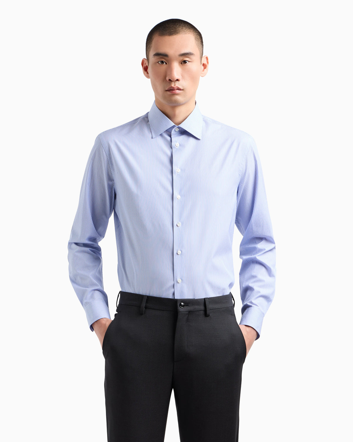 Regular-fit shirt in striped luxury cotton