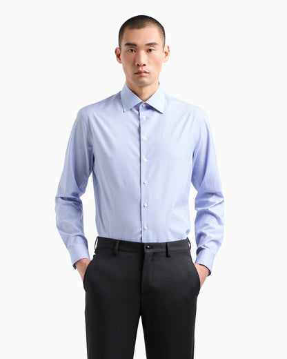 Regular-fit shirt in striped luxury cotton