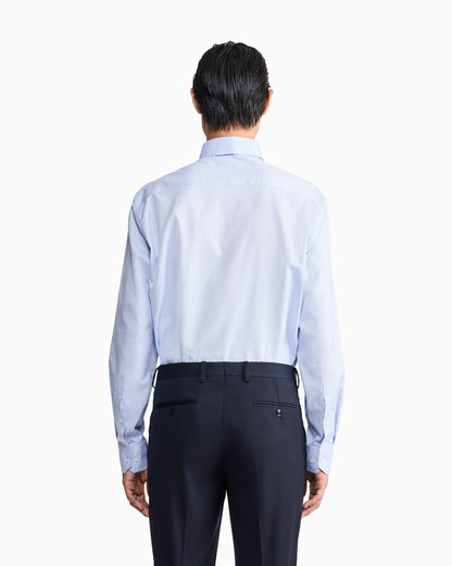 Regular fit shirt in micro weave cotton with French collar