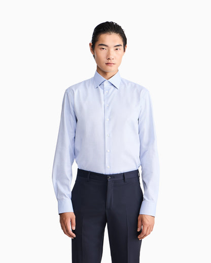 Regular fit shirt in micro weave cotton with French collar