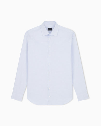 Regular fit shirt in micro weave cotton with French collar