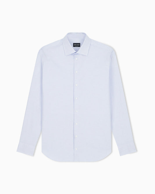 Regular fit shirt in micro weave cotton with French collar