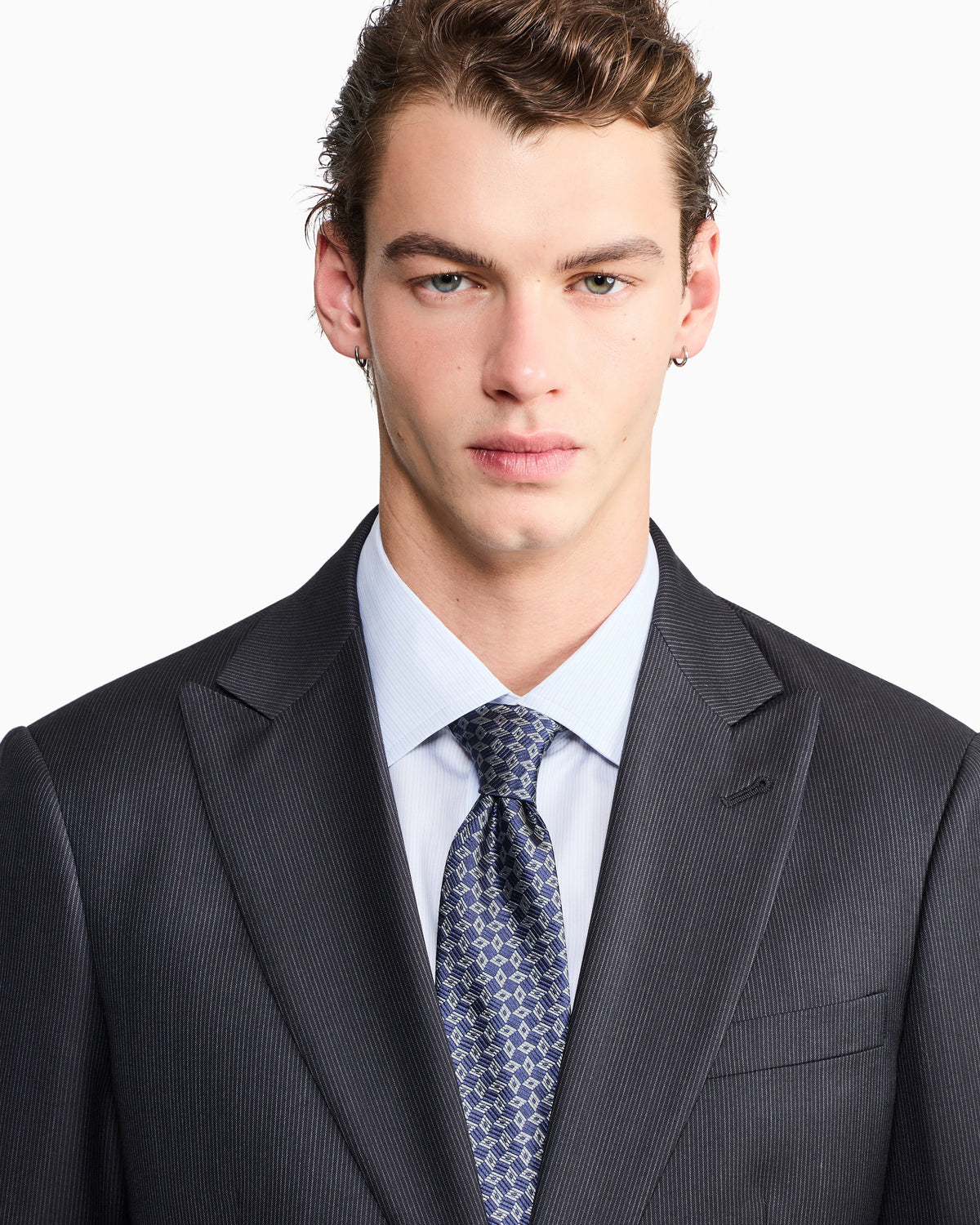 Regular-fit shirt in luxury striped cotton
