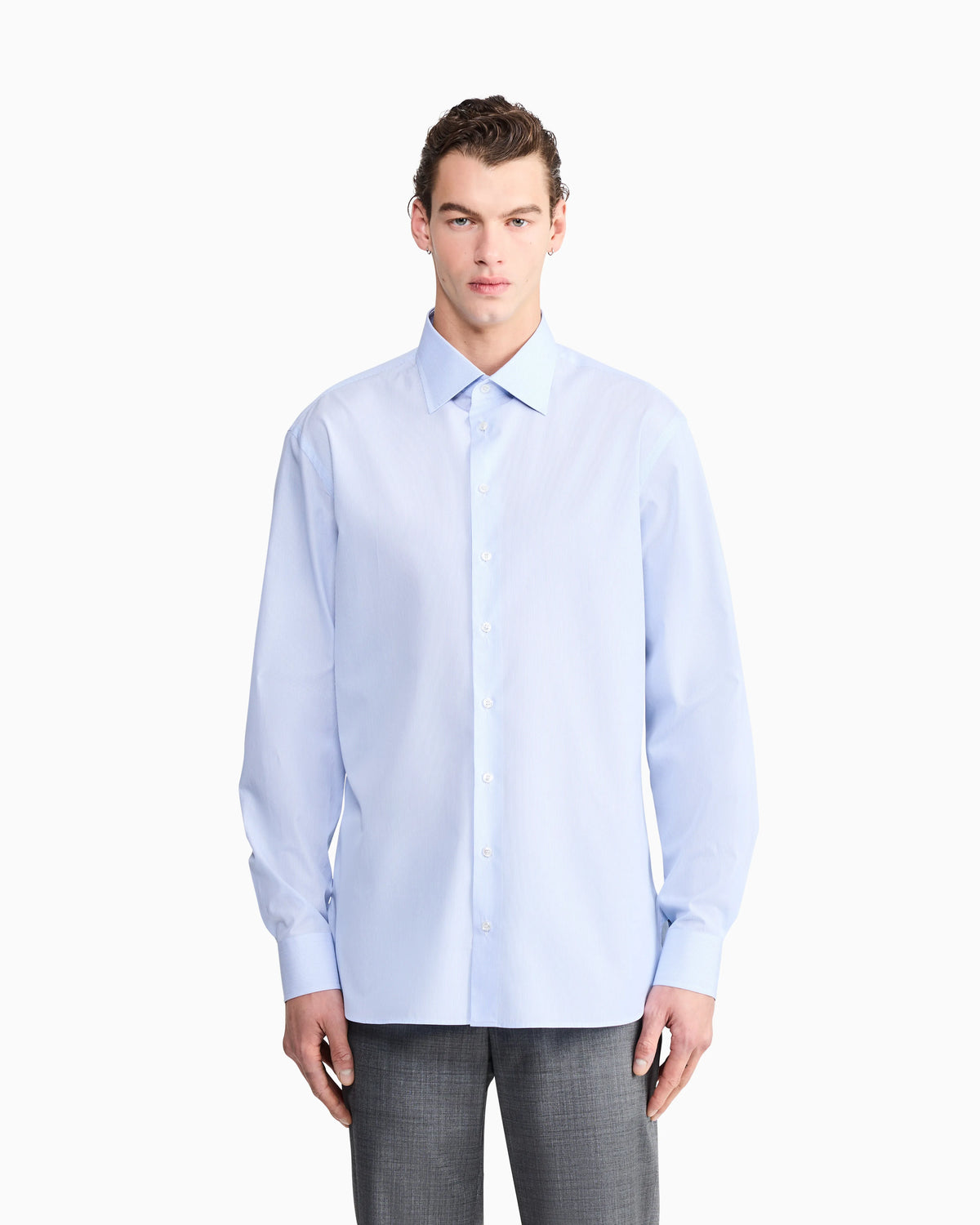 Regular-fit shirt in luxury striped cotton