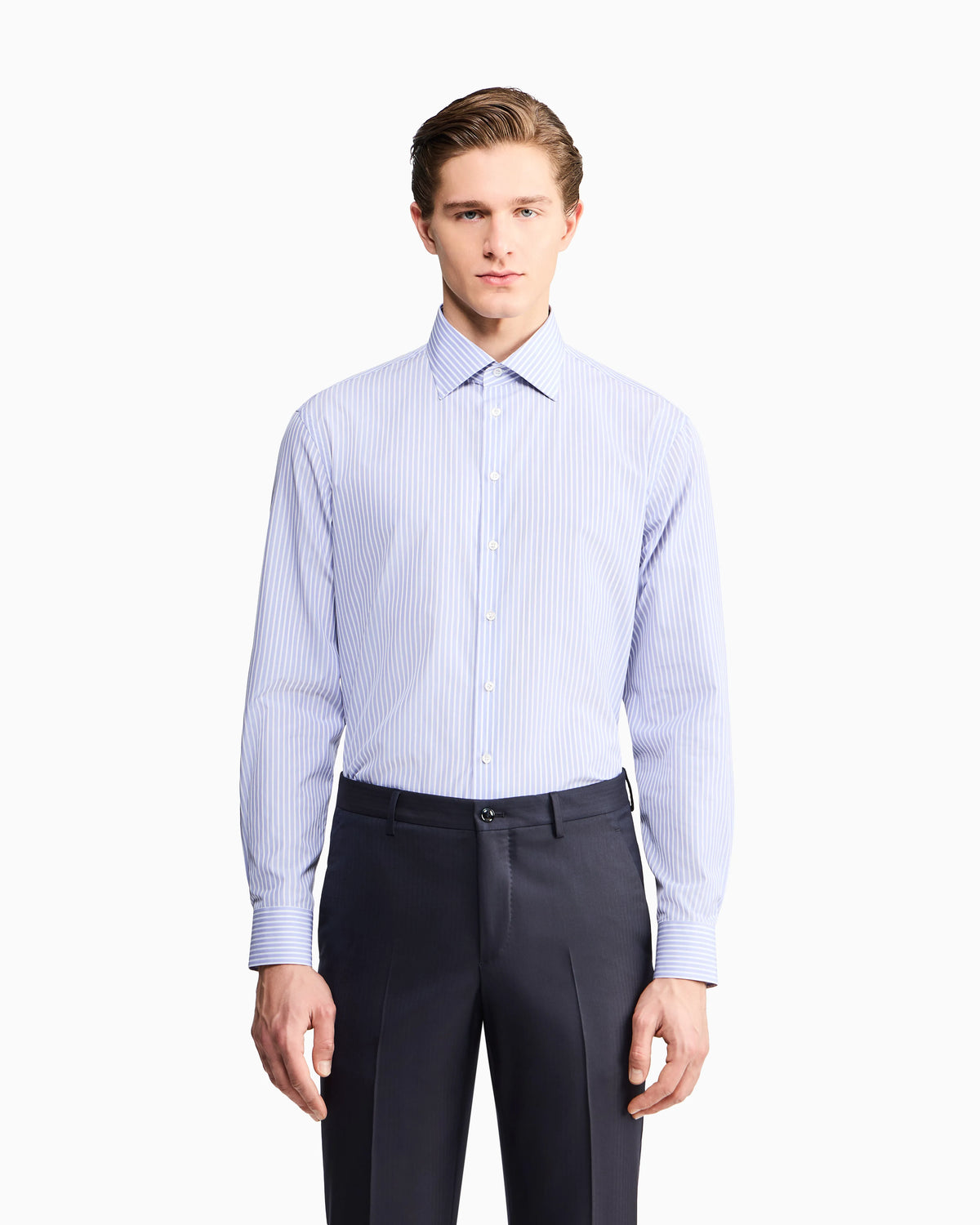 Regular-fit shirt in luxury striped cotton