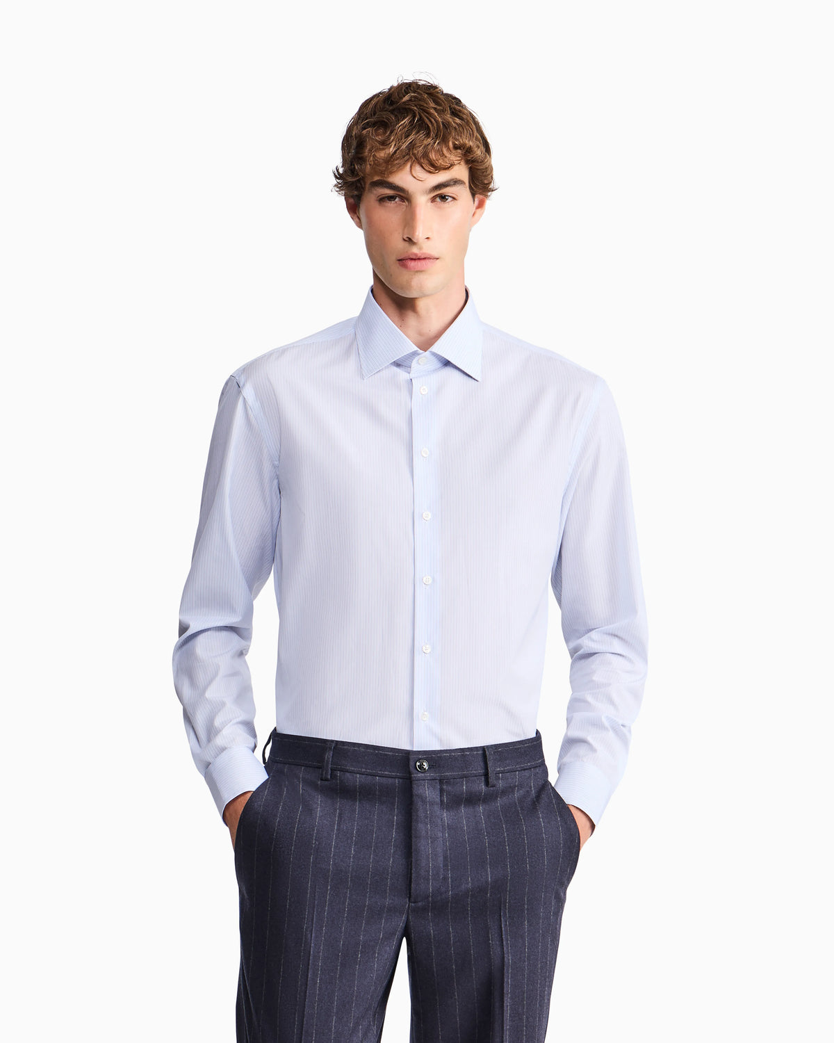 Regular fit shirt in yarn-dyed striped cotton