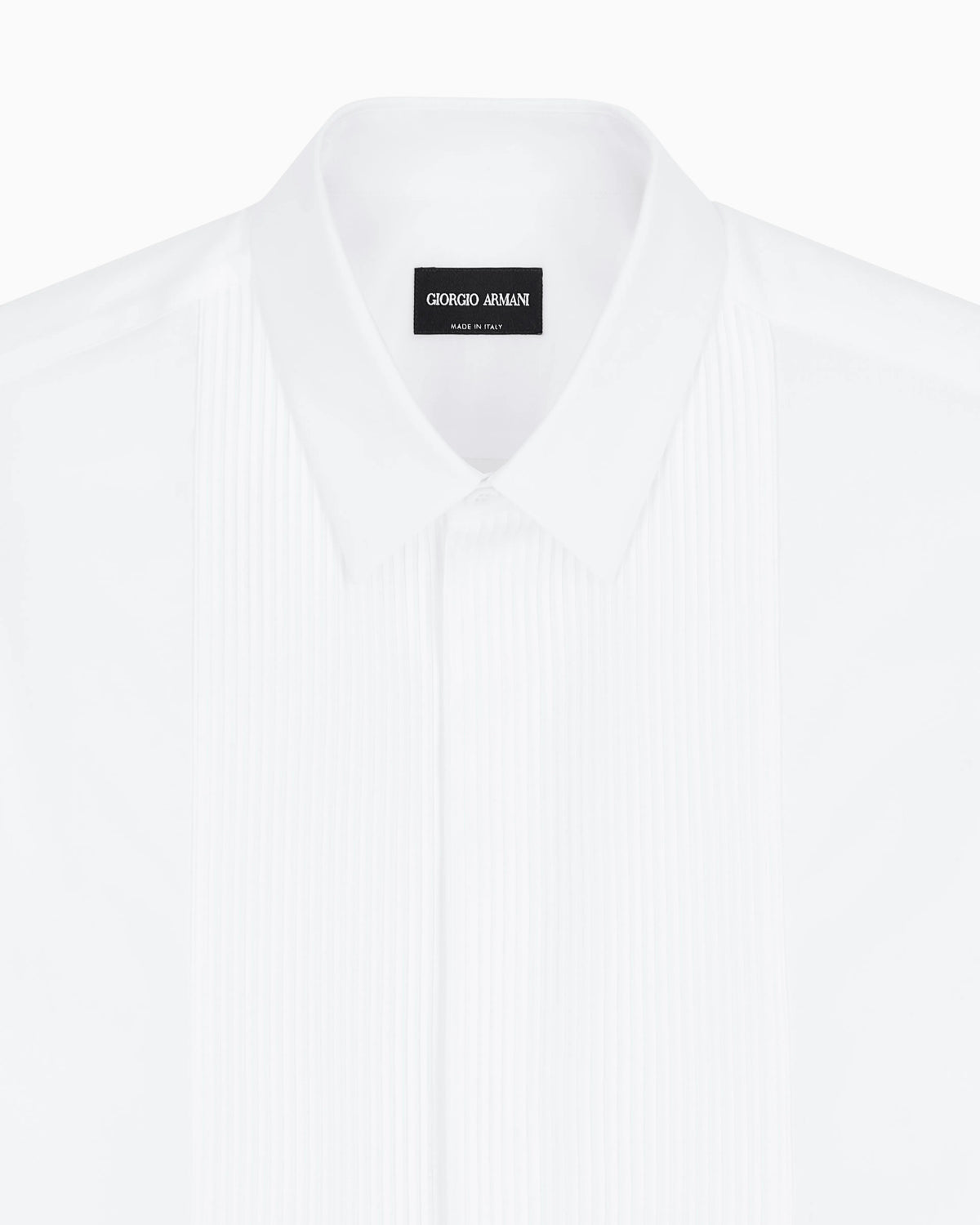 Cotton tuxedo shirt with pleated detail