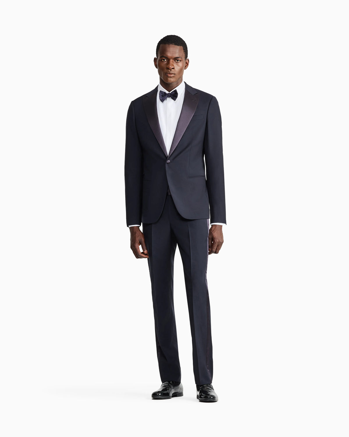 Cotton tuxedo shirt with pleated detail