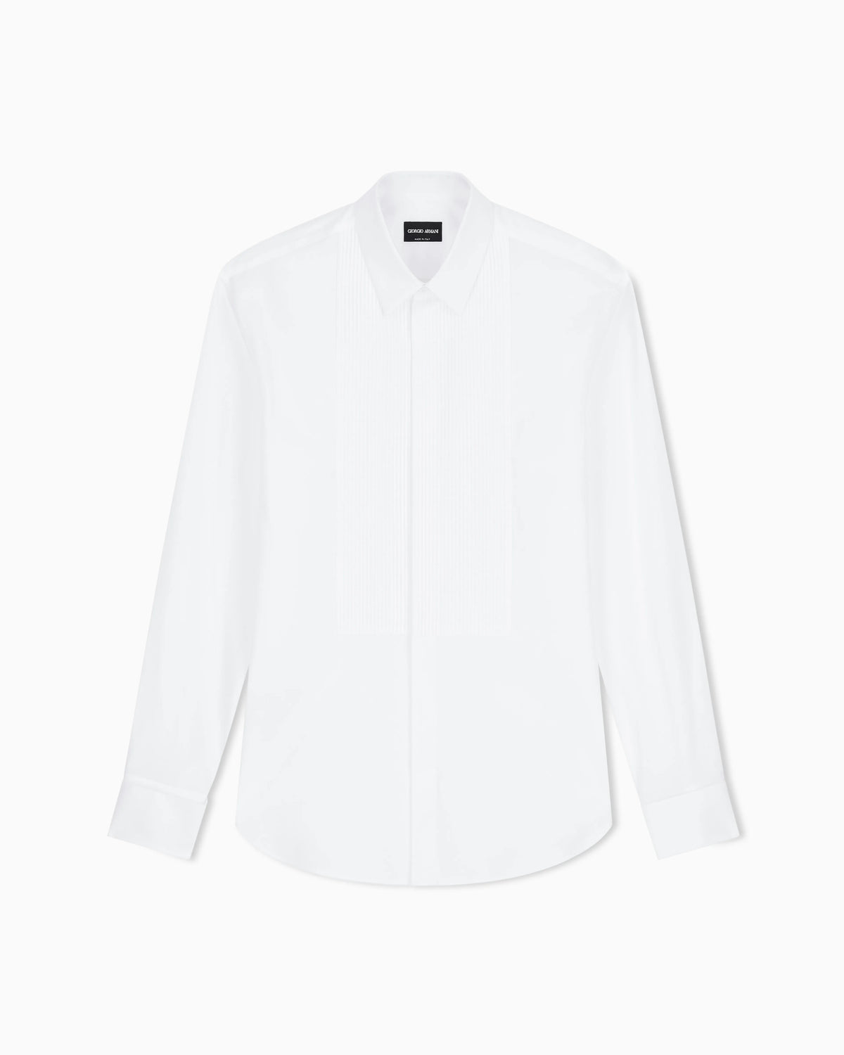 Cotton tuxedo shirt with pleated detail