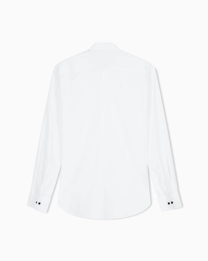 Cotton tuxedo shirt with pleated detail