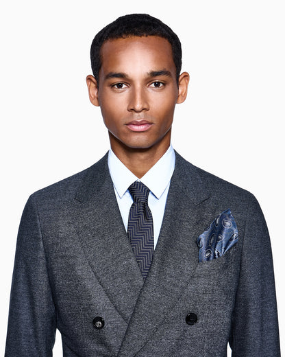 Napoli Line double-breasted suit in denim-effect virgin wool and cashmere