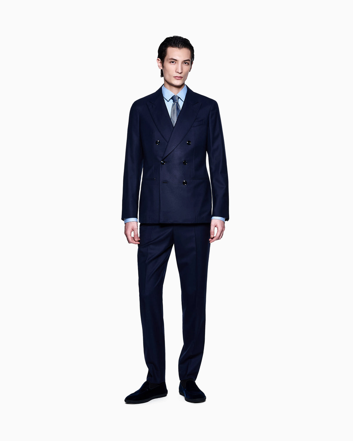Napoli Line linen wool twill double-breasted suit