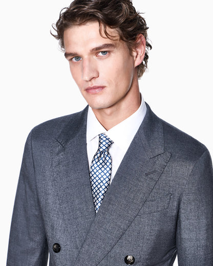 Napoli Line double-breasted suit in mélange cashmere and silk