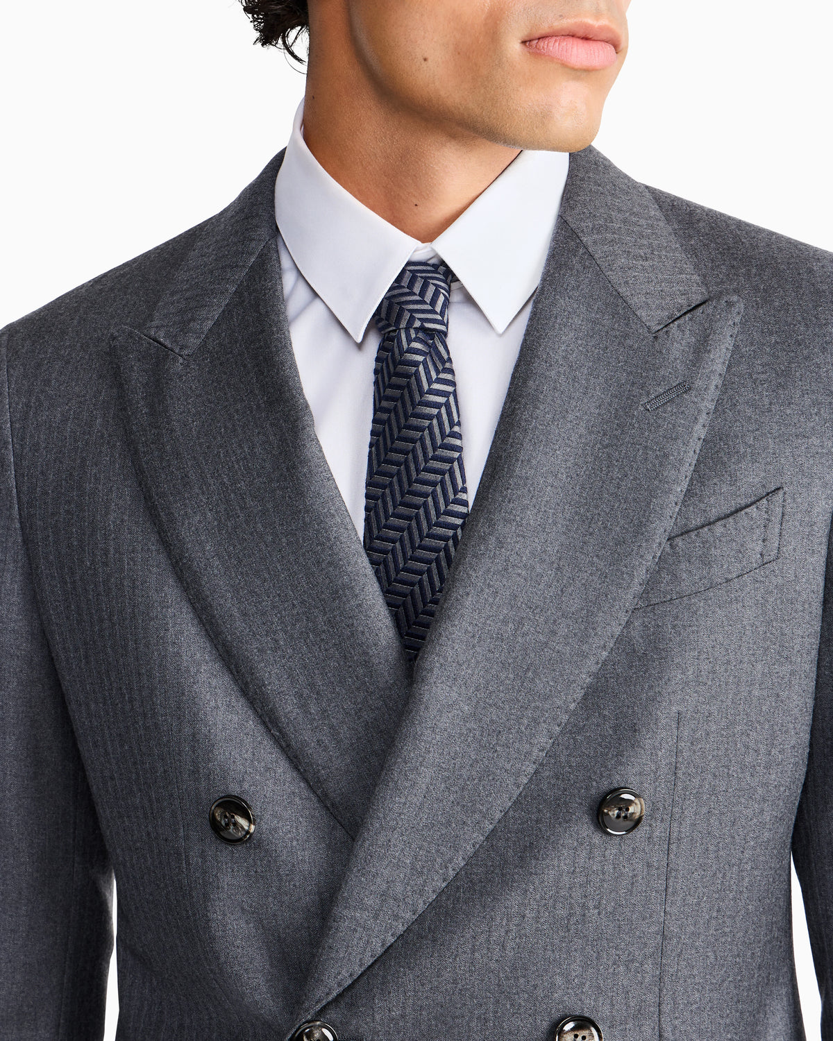 Double-breasted pinstriped virgin wool suit Napoli