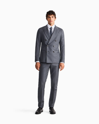 Double-breasted pinstriped virgin wool suit Napoli