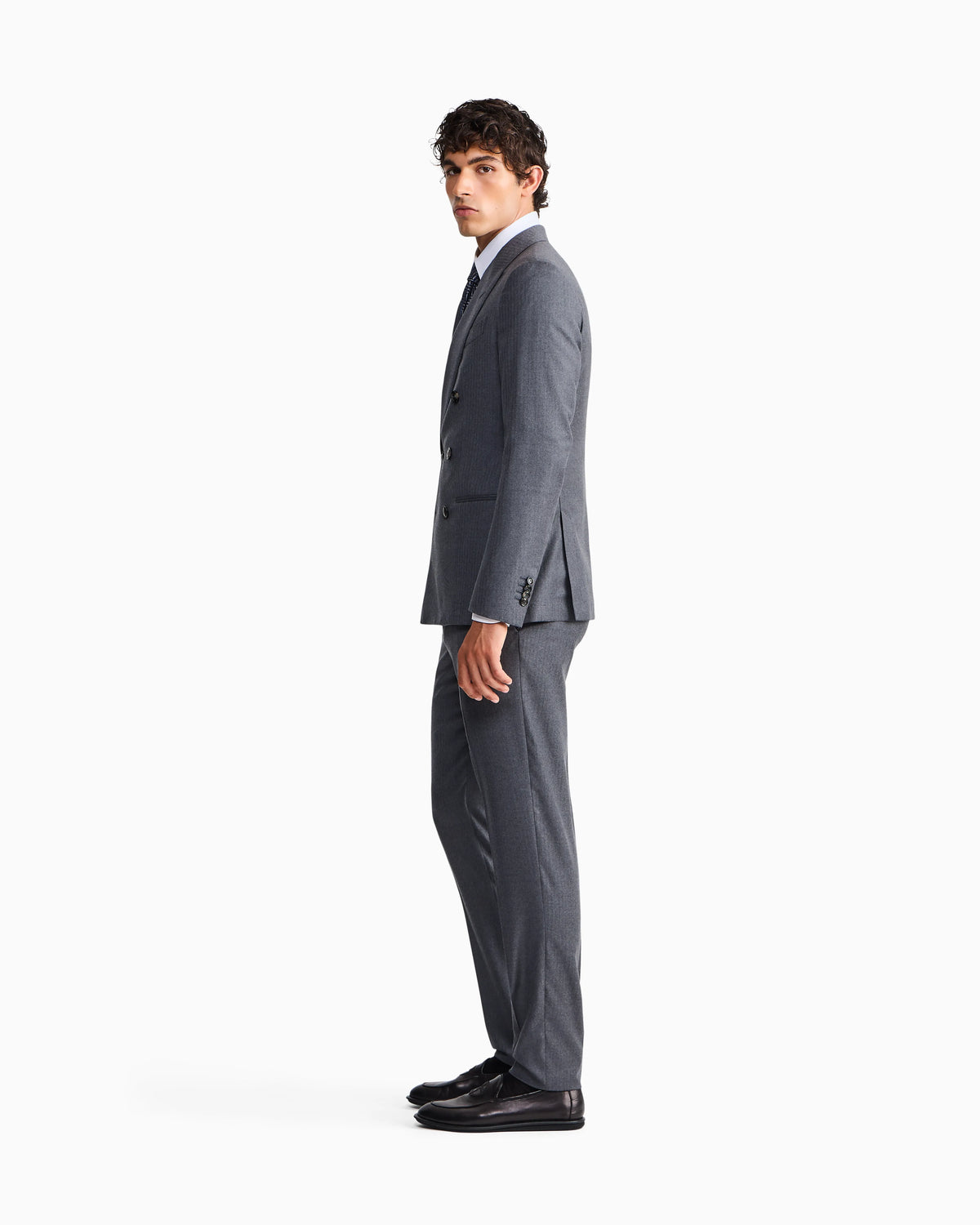Double-breasted pinstriped virgin wool suit Napoli