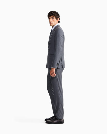 Double-breasted pinstriped virgin wool suit Napoli