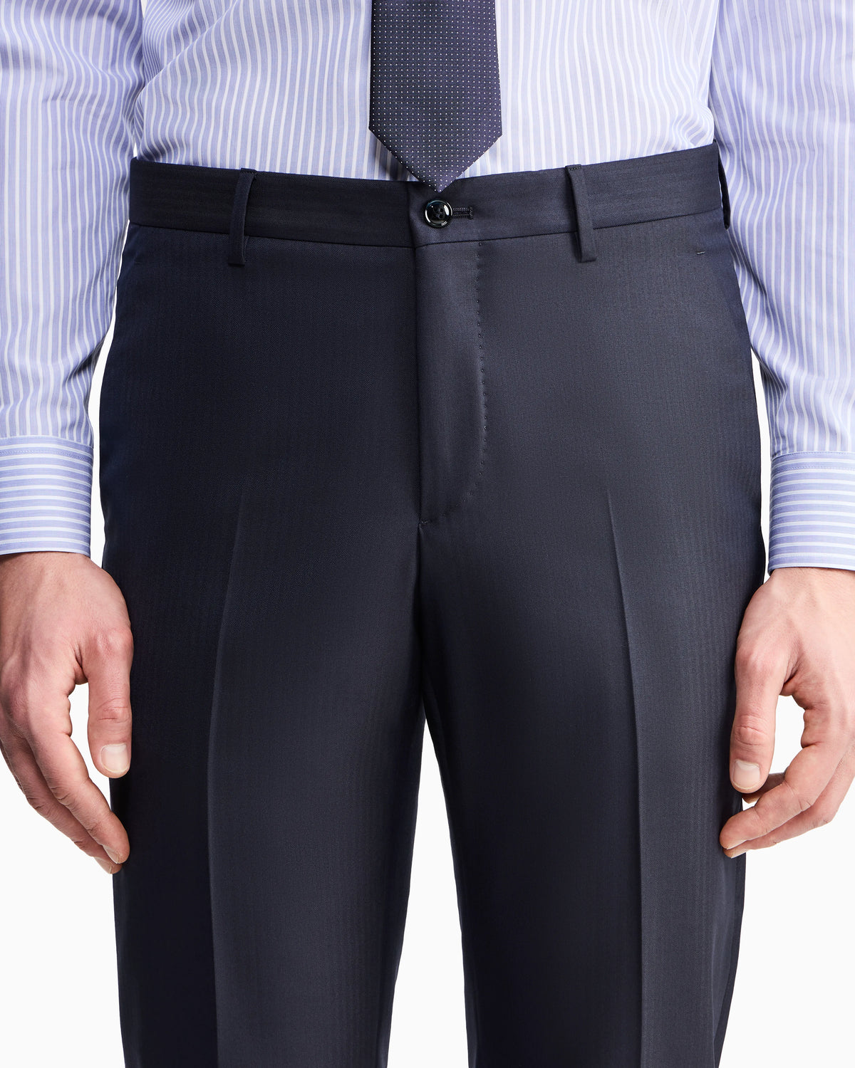 Napoli Line double-breasted pinstriped suit in chevron virgin wool