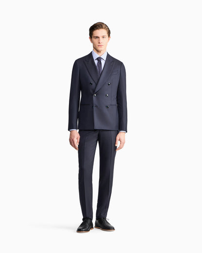 Napoli Line double-breasted pinstriped suit in chevron virgin wool