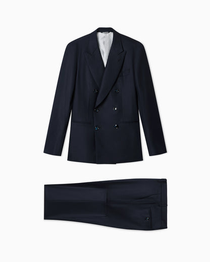 Napoli Line double-breasted pinstriped suit in chevron virgin wool