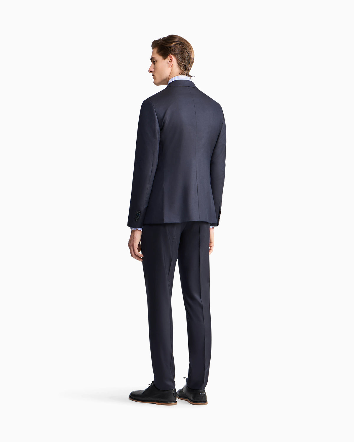 Napoli Line double-breasted pinstriped suit in chevron virgin wool