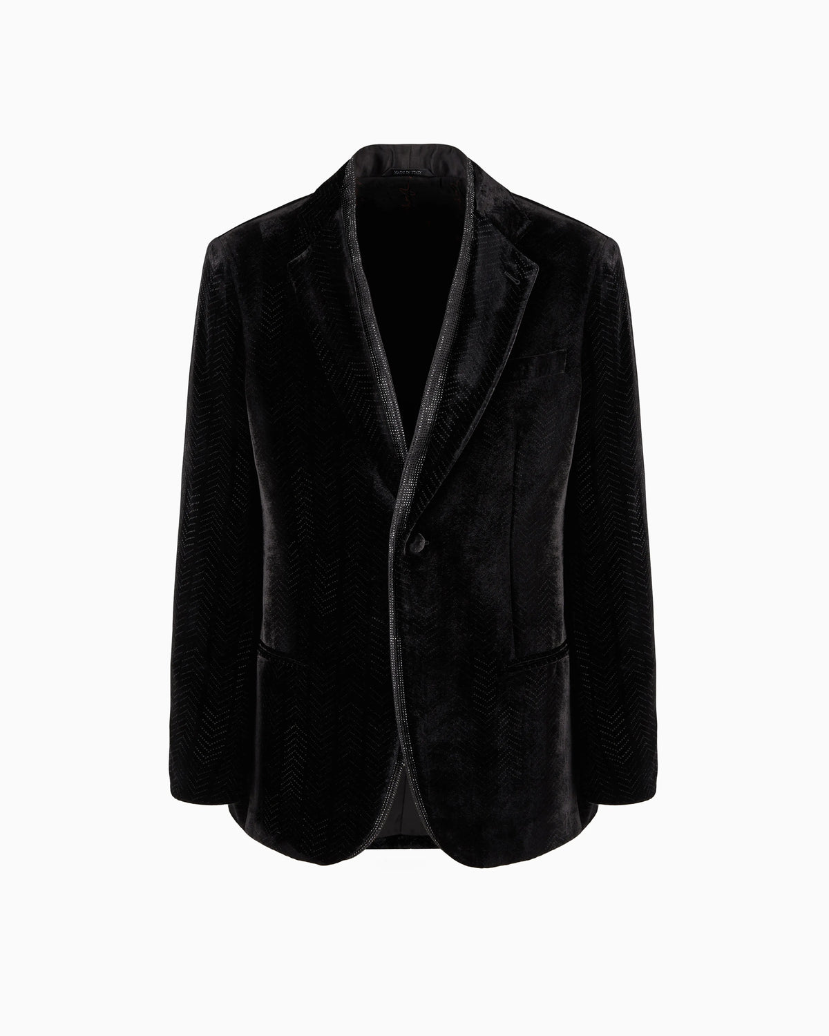 Single-breasted velvet jacket with chevron motif