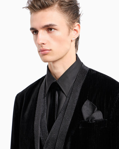 Velvet jacket with pinstripes and rhinestones
