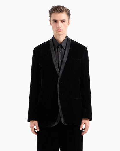 Velvet jacket with pinstripes and rhinestones