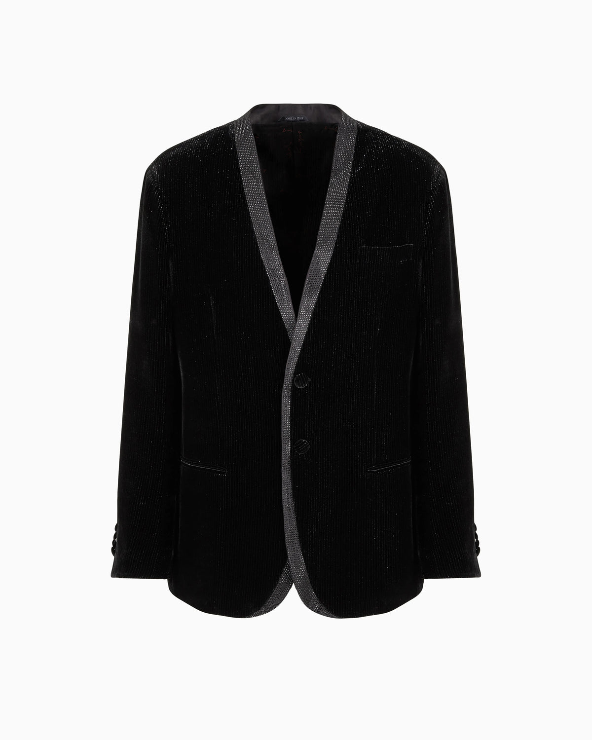 Velvet jacket with pinstripes and rhinestones