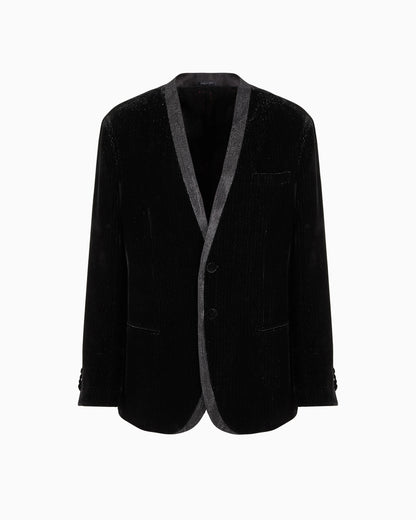 Velvet jacket with pinstripes and rhinestones