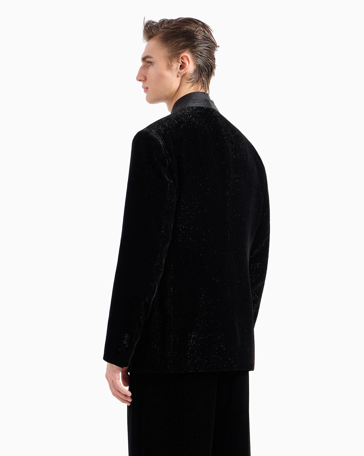 Velvet jacket with pinstripes and rhinestones