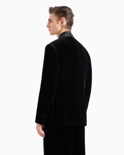 Velvet jacket with pinstripes and rhinestones