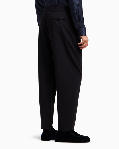 Pleated Giorgio’s trousers in wool crêpe