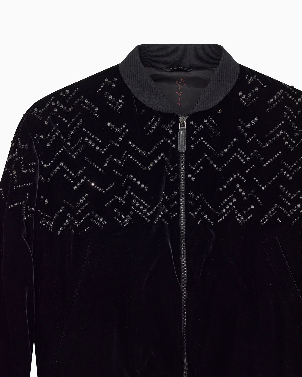 Giorgio’s velvet bomber jacket with applied rhinestones