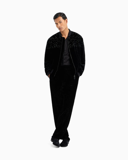 Giorgio’s velvet bomber jacket with applied rhinestones