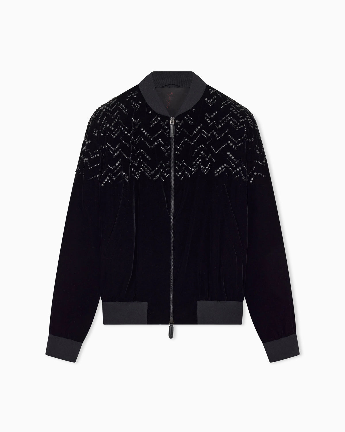 Giorgio’s velvet bomber jacket with applied rhinestones