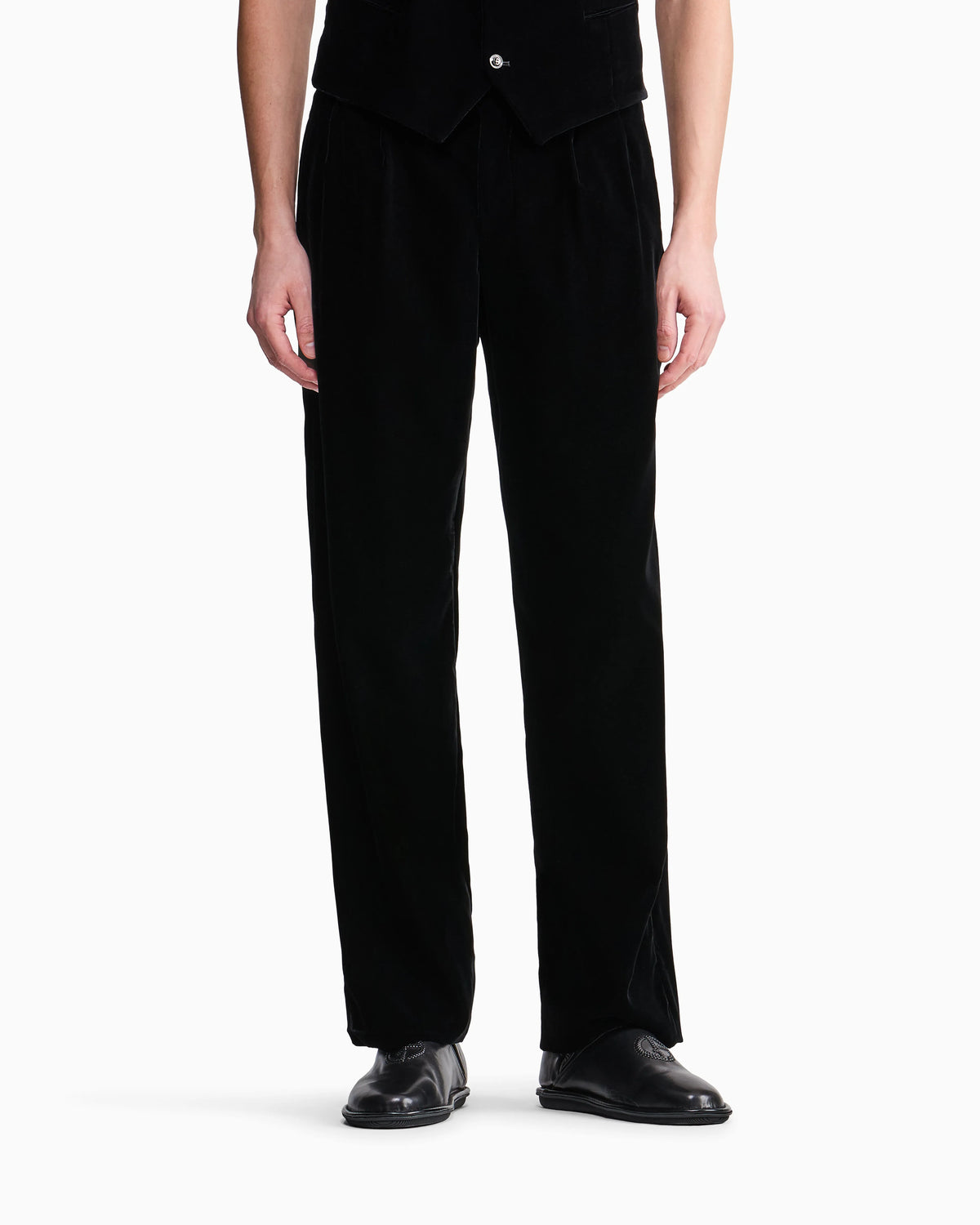 Oversized trousers in smooth stretch velvet