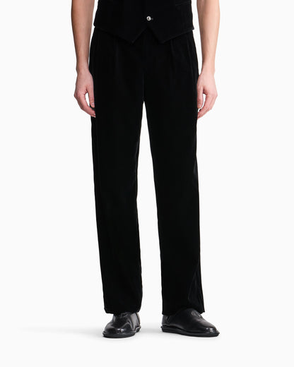 Oversized trousers in smooth stretch velvet