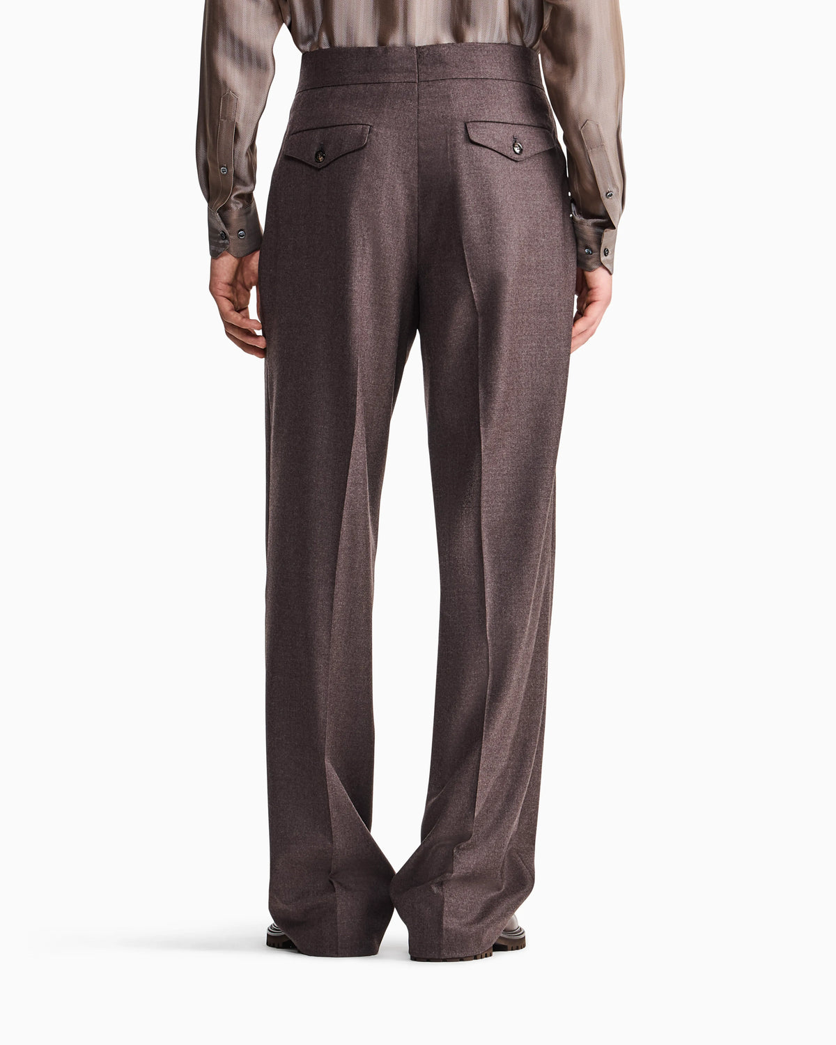 Oversized double pleat trousers in virgin wool flannel