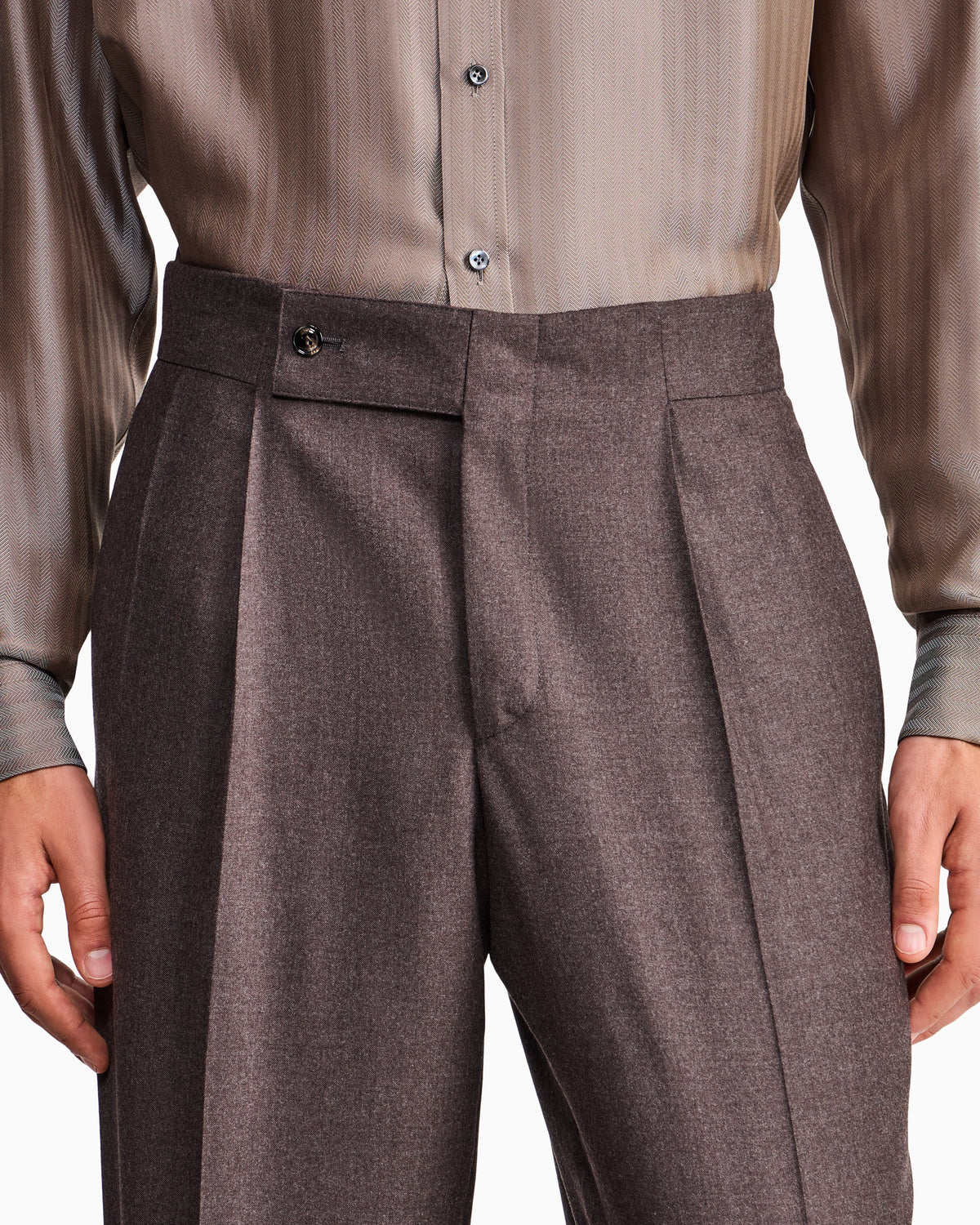 Oversized double pleat trousers in virgin wool flannel