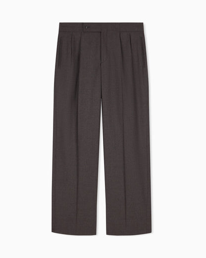 Oversized double pleat trousers in virgin wool flannel