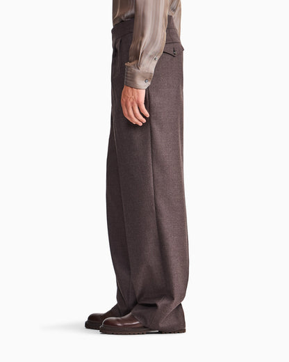 Oversized double pleat trousers in virgin wool flannel